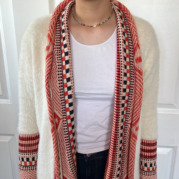 MAX SPORT acrylic southwestern knit sweater L ivory EUC - Picture 6 of 9